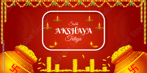 Vector illustration of Happy Akshaya Tritiya social media feed template photo