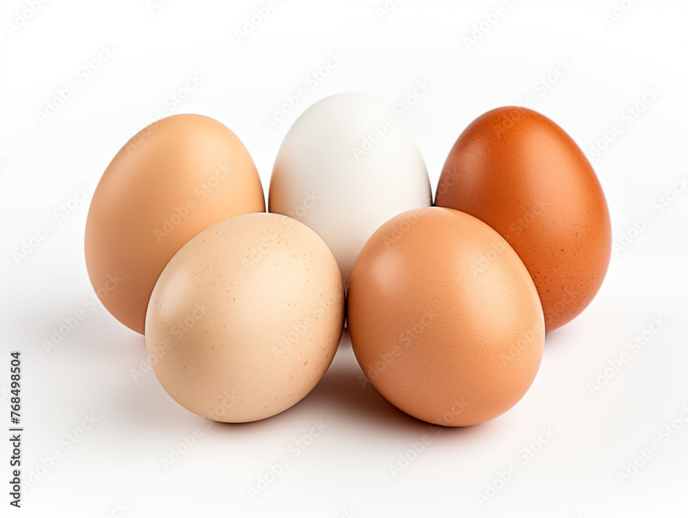 Brown Eggs Isolated on White Background. Generative AI Brown Eggs Isolated on White Background. Generative AI
