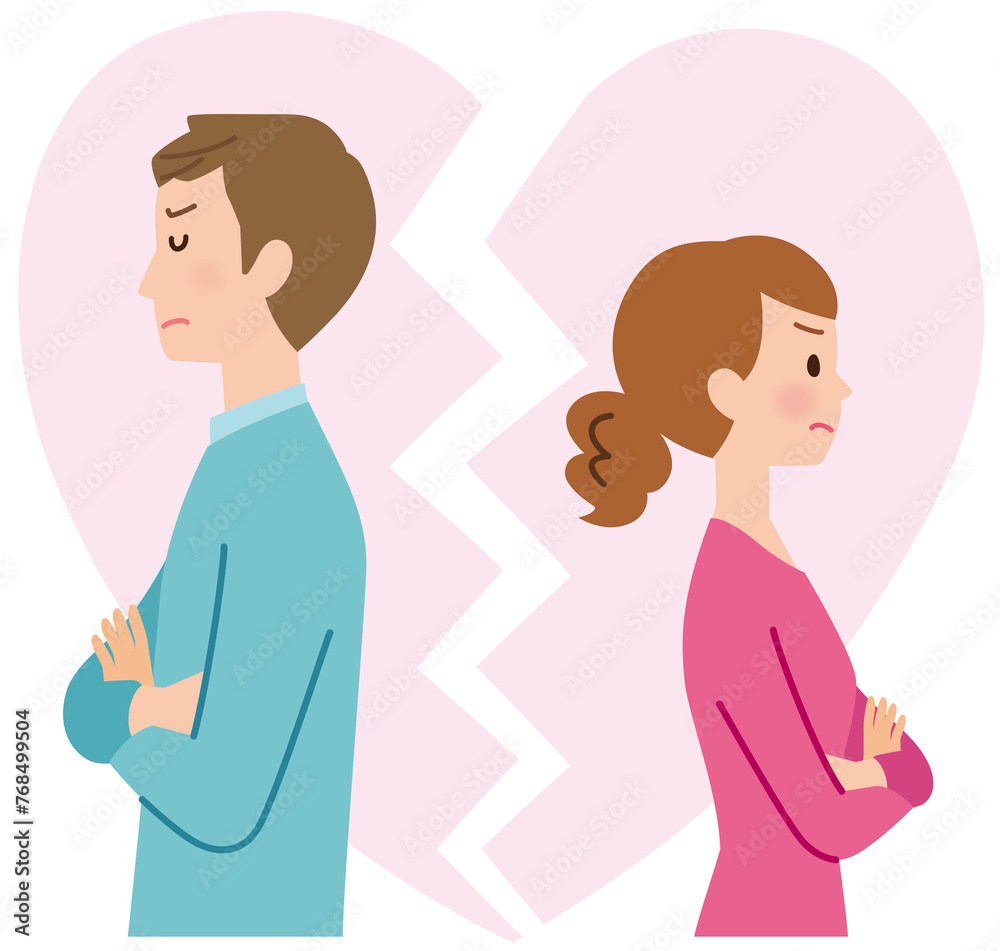 破局するカップル 喧嘩する男女 対立する夫婦 破局するカップル 喧嘩する男女 対立する夫婦