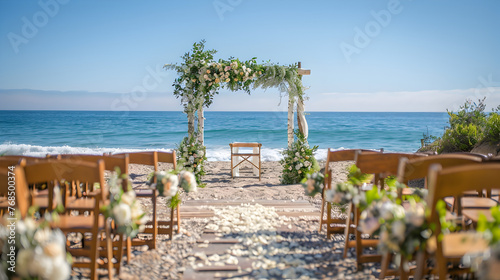 wedding setup on the beach Sundown Serenity by the Seashore