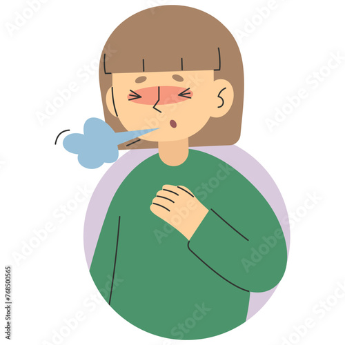 Shortness of breath 16 cute on a white background, vector illustration.