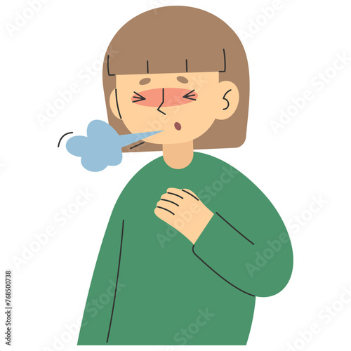Shortness of breath 12 cute on a white background, vector illustration.