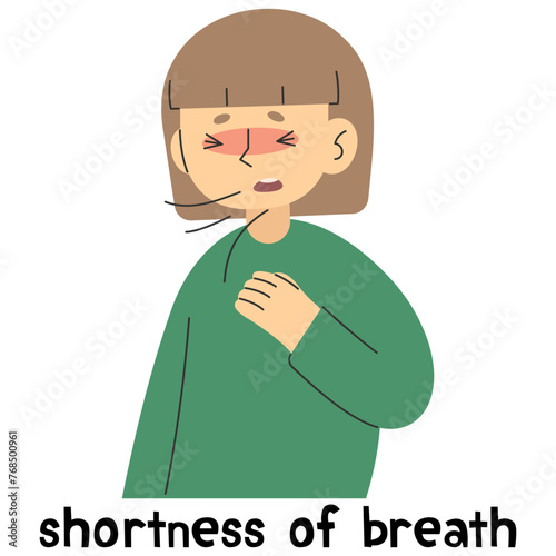 Shortness of breath 9 cute on a white background, vector illustration.