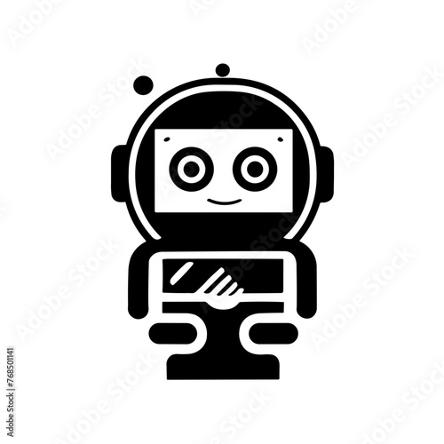 Simple chatbot isolated black icon