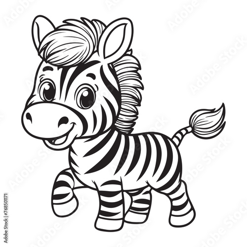 Line art of zebra cartoon vector