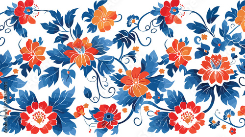 Floral oriental pattern. Raster version. flat vector isolated