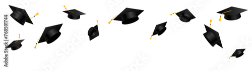 Flying graduation cap design. University and college education degrees. Vector illustration