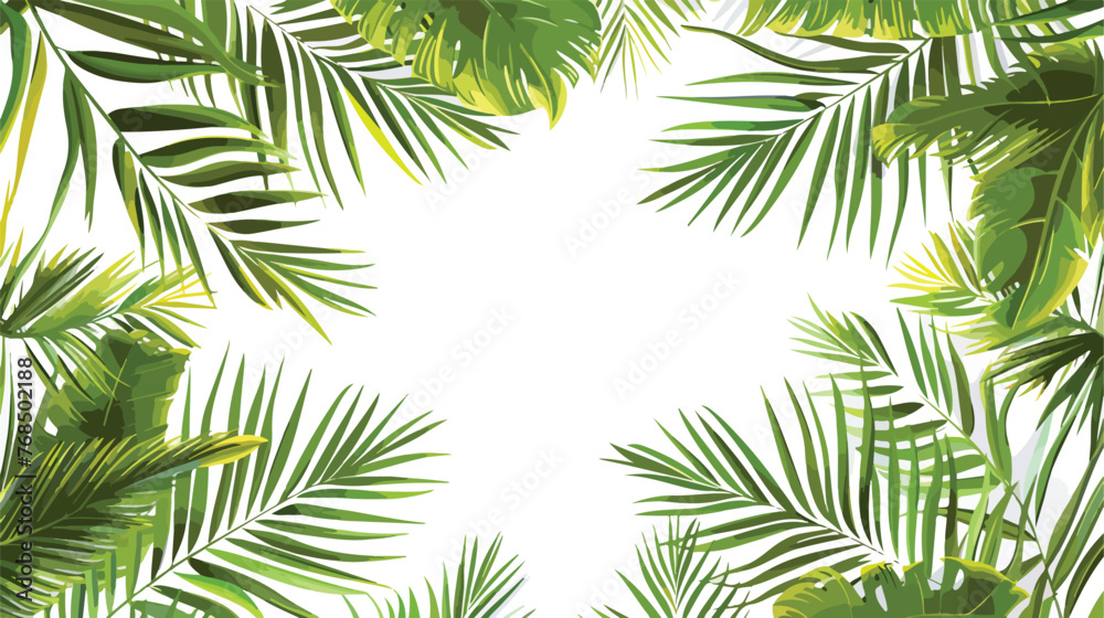 Green palm leaf vector for background. Tropical palm flat