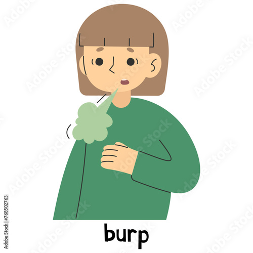 Burp 5 cute on a white background, vector illustration.