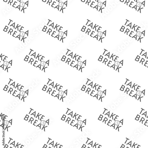 Take a break icon seamless pattern isolated on white