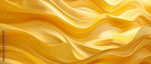 Golden Satin Fabric Waves Flowing Luxurious Background 