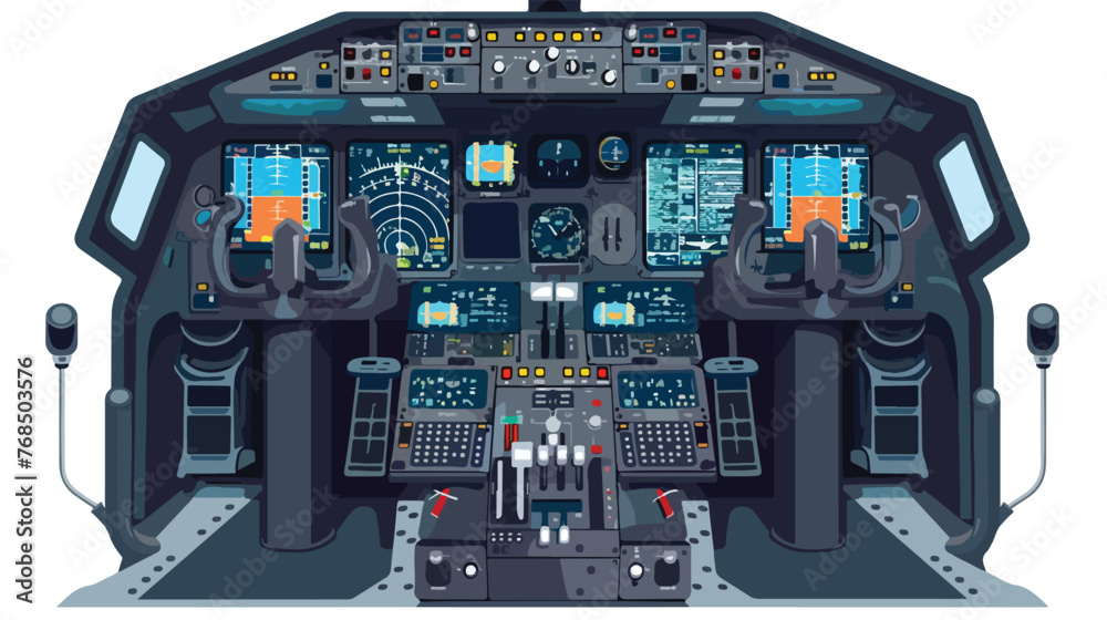 Inside of homemade flight simulator cockpit.. flat vector Stock Vector ...