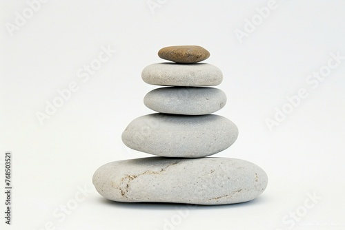 Stack of zen stones isolated on white background