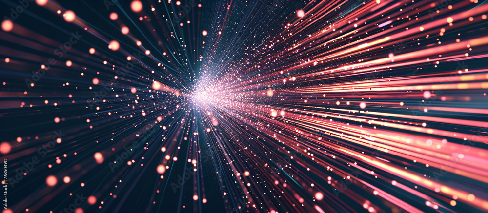 Obraz premium Digital technology background with explosion zoom ray, big data future technology concept illustration