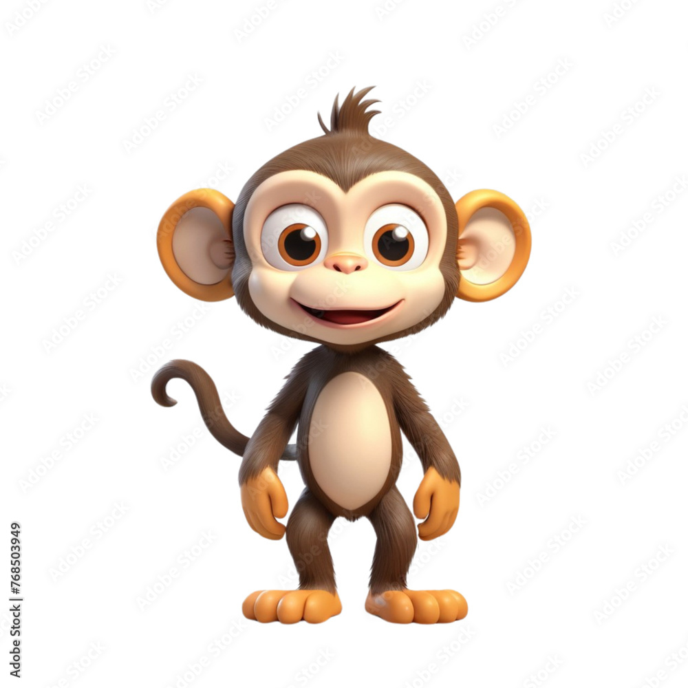 3d rendering of cartoon monkey on Isolated transparent background png. generated with AI 3d rendering of cartoon monkey on Isolated transparent background png. generated with AI