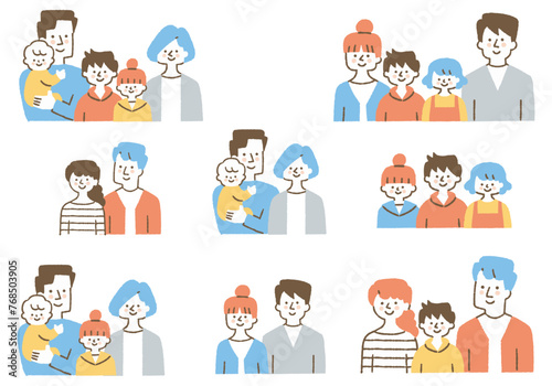 Set for a family of 2, a family of 3, a family of 4, and a family of 5_Colors