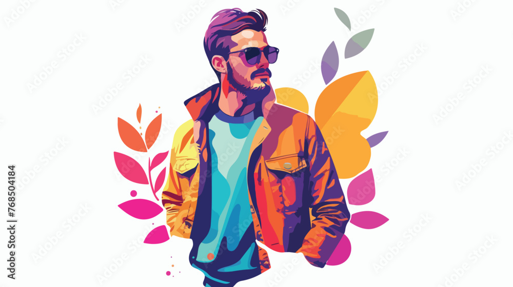 Man fashion holiday bright colorful vector illustration