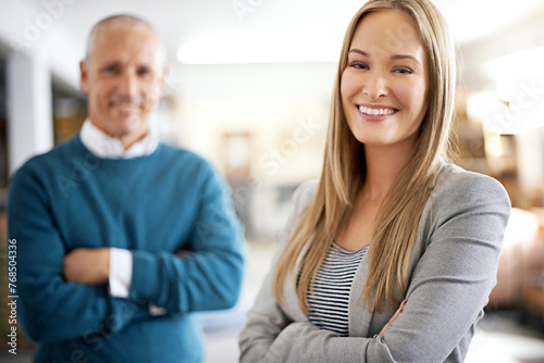 Free Download Partnership, management and portrait of business people in warehouse with confidence, logistics or distribution. Man, woman and happy team at cargo storage factory with smile, pride and leadership - GFXLoad