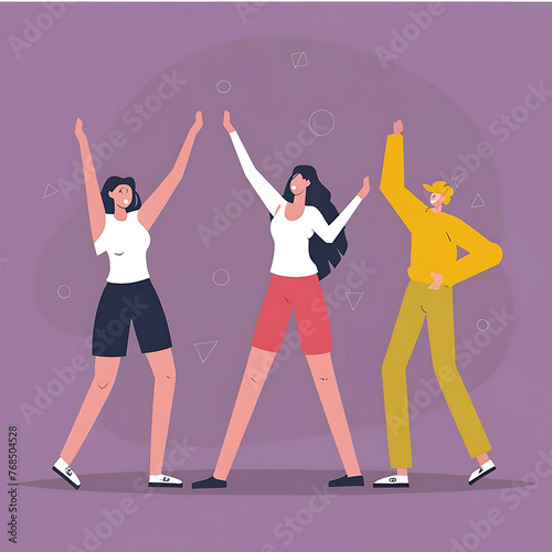 Vector illustration with dancing people. Design. Generative AI