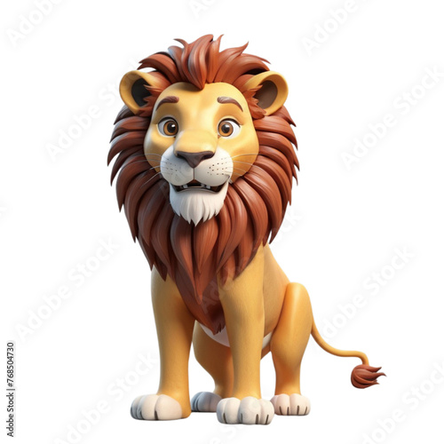 3d rendering of cartoon lion on Isolated transparent background png. generated with AI