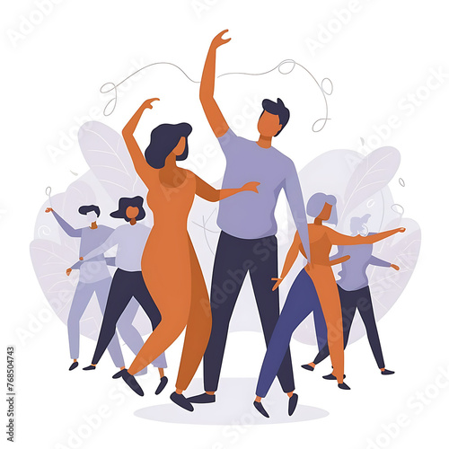 Vector illustration with dancing people. Design. Generative AI