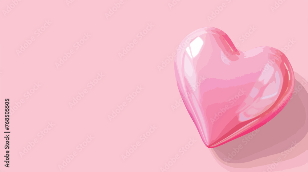 Pink heart isolated isolated on light pink background. One l