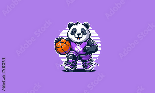 panda playing basket ball vector mascot design