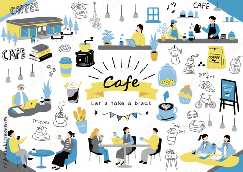 カフェを楽しむ人達	