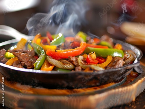 Hearty stews simmering with lamb chops, beef, and colorful vegetables photo