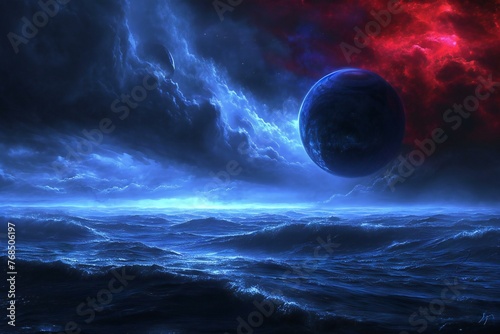 Fantasy space background with planet and stars