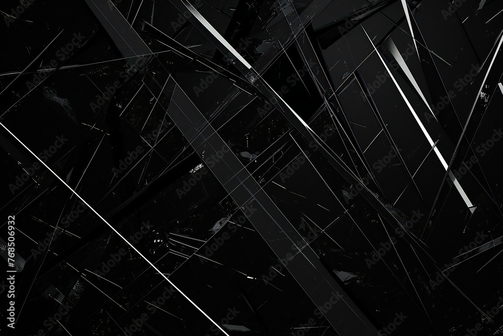 Broken glass on a black background - obrazy, fototapety, plakaty 