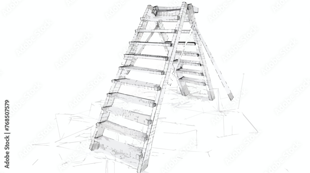 Step ladder. Wireframe low poly mesh vector illustration