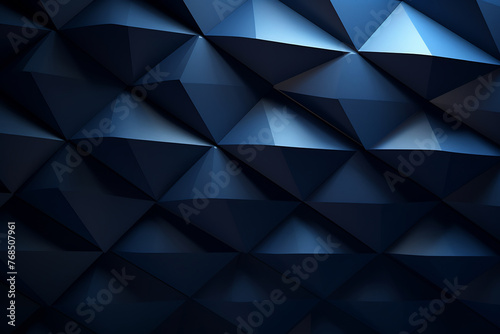 Abstract Geometric Background of Triangular Facets in Shades of Blue, Creating a Modern and Dynamic Mosaic Texture