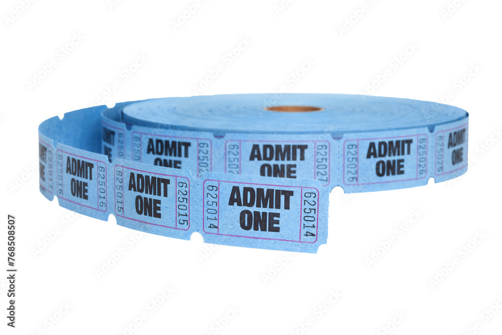 Admit One, Roll of Entry Tickets, Isolated on transparent background