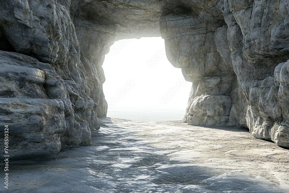 Entrance to a cave in the mountains