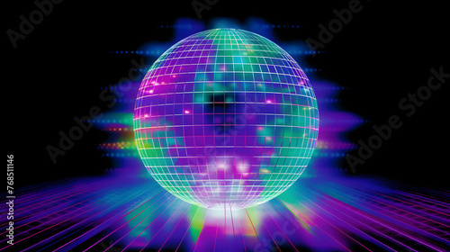 Digital luminous color disco ball abstract graphic poster web page PPT background