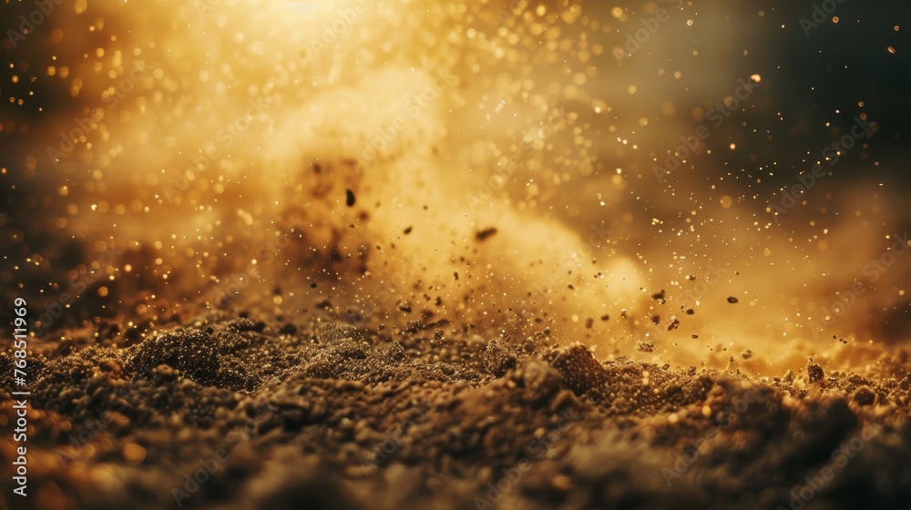 A dust particles rising from the ashes, symbolizing impermanence and reflection A dust particles rising from the ashes, symbolizing impermanence and reflection