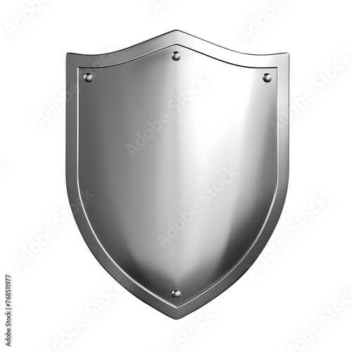 Shield, metal shield protection and security concept silver shield design minimal simple realistic cyber security armor.