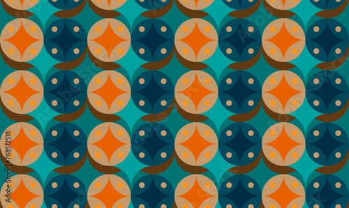 Modern Batik Kawung, Javanese Batik Seamless Pattern, Batik design, repetition modern textile pattern, background, decorative seamless.