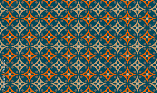 Modern Batik Kawung, Javanese Batik Seamless Pattern, Batik design, repetition modern textile pattern, background, decorative seamless.