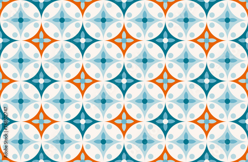 Modern Batik Kawung, Javanese Batik Seamless Pattern, Batik design, repetition modern textile pattern, background, decorative seamless.