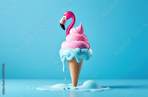 Pink flamingo ice cream cone photo