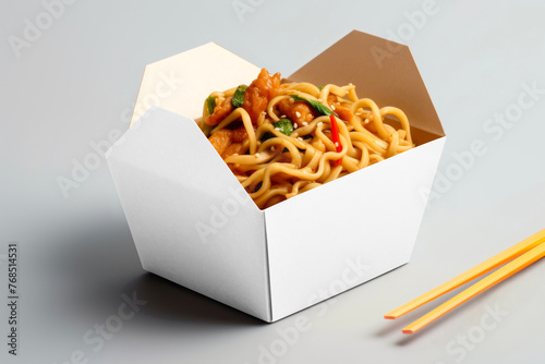 Noodles paper box png mockup, transparent design