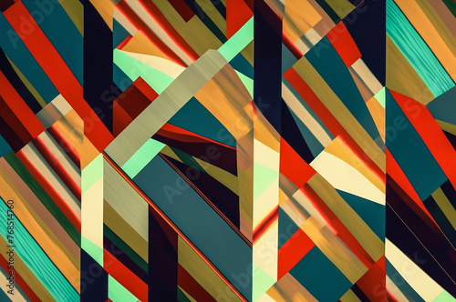 Modern geometric pattern. Multicolor abstract lbackground. Abstract psychedelic illustration. Generative AI	