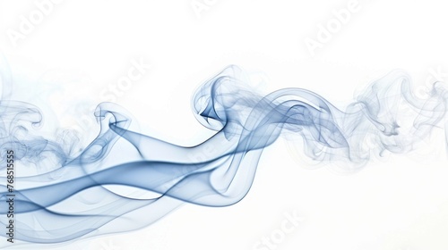 Wispy blue smoke flowing in elegant curves against a white background.