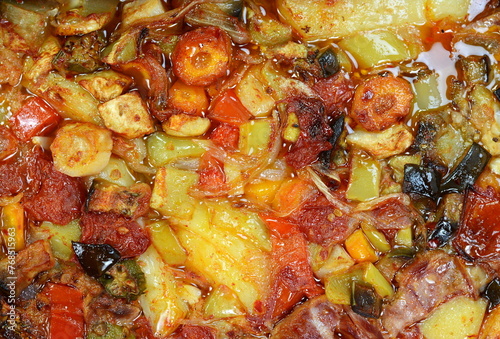Giouvetsi - Greek beef and orzo stew. Balkanian cuisine. photo