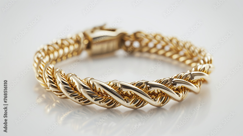 close up gold bracelet isolated on white background close up gold bracelet isolated on white background
