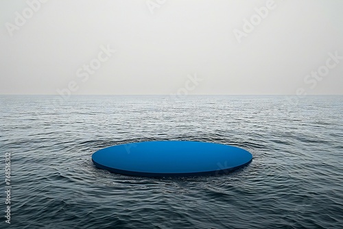 Empty round sign in the sea 
