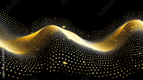 Digital technology golden 3D curve abstract graphic poster web page PPT background