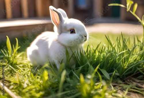 white rabbit in grass